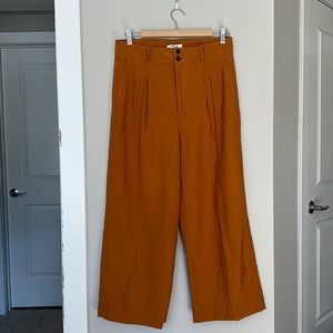 Madewell Burnt Orange Pleated Wide-Leg Pants